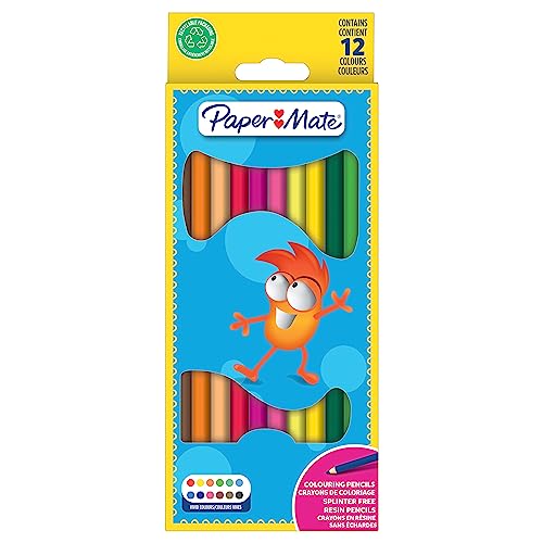 Paper Mate Matite Colorate Per Bambini, Matite Colorate Già Temperate, Colori Assortiti, 12 Pezzi
