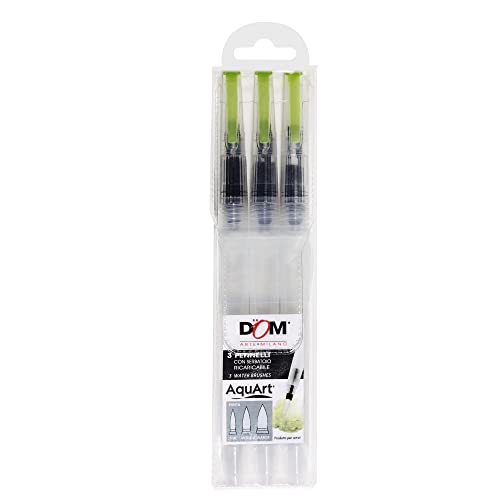 Dom 94136 Set 3 Pennelli Con Serbatoio Ricaricabile Punte Assortite