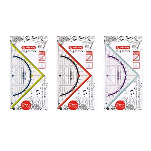 Herlitz Geometry Triangle My.Pen 16Cm With Grip 45° Triangle Plastica Multicolore, Trasparente 1Pezzo(I)