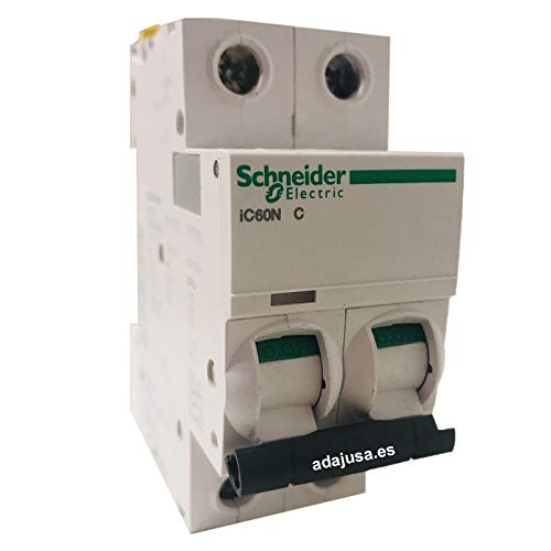 Schneider Electric A9F74210 Ic60N Interruttore, Acti9, 2P, 10A, Curvatura C, 50/60Hz, Bianco