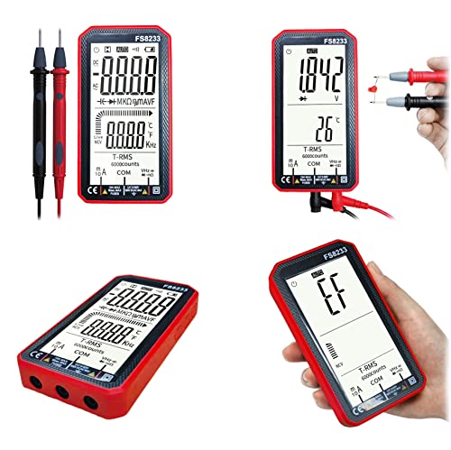 Kalea-Informatique Multimetro Digitale Con Display Lcd A Tutto Schermo. Corrente E Tensione Ca E Cc, Resistenza, Capacità, Diodi, Temperatura, Rilevam