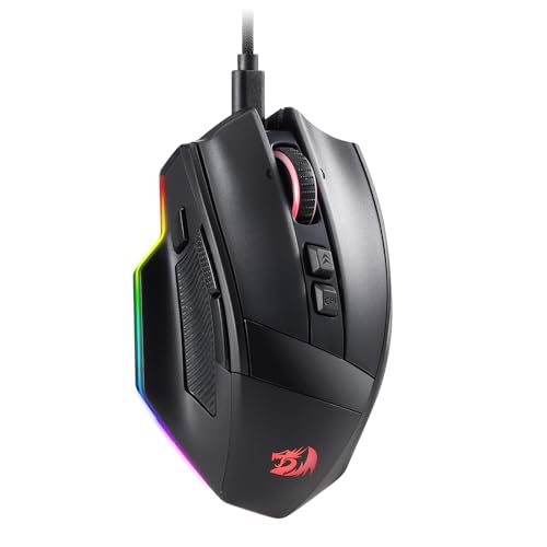 Redragon M813 Wired Gaming Mouse, 16000 Dpl, 10 Tasti Programmabili, Retroilluminazione Rgb, Sensore Ottico Ad Alta Precisione
