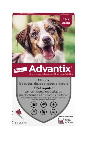 Advantix 6 Pipettes Antiparasitaires - Pour Chien Moyen De 10 A 25Kg