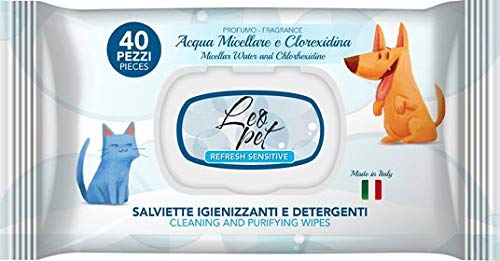 Leopet Salviette Igienizzanti Detergenti 40 Pz. Acqua Micellare E Clorexidina