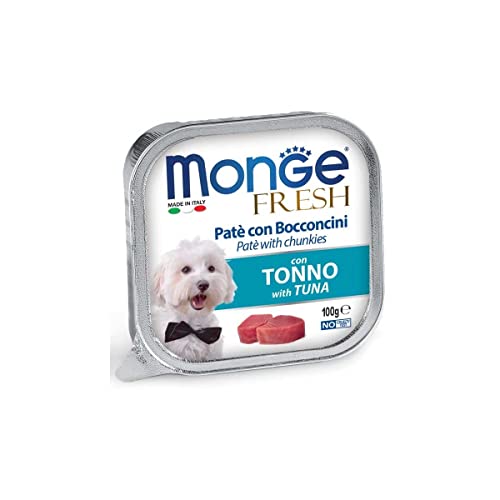 Monge Fresh Adult Con Tonno, Cibo Umido Per Cani (Cibo Per Cani A Base Di Tonno, Cibo Umido Bilanciato Ad Alta Digeribilità, Molto Ricco Di Fibre E Vi