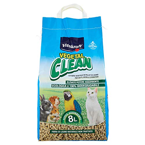 Vitakraft - Lettiera Biodegradabile Vegetal Clean. Gatti E Piccoli Animali. 8L
