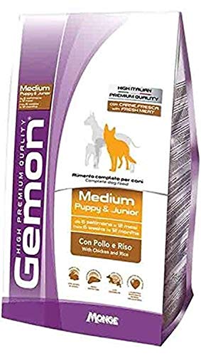 Monge Gemon Medium Puppy & Junior Con Pollo E Riso 15 Kg Crocchette Cane Cucciolo