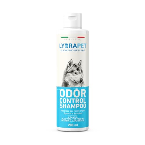 Shampoo Antiodore Per Cani E Gatti All'Aloe Vera, Tea Tree, Vitamina E E Olio Di Lavanda - Con Tensioattivi Delicati - Non Irrita - Per Cuccioli E Adu