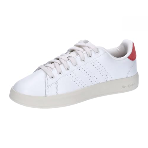 Adidas Advantage Premium Leather Shoes, Sneakers Uomo, Core White Core White Bright Red, 38 Eu