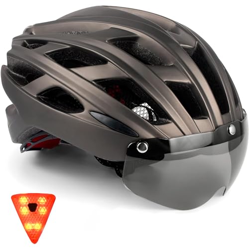 Casco Da Bici Da Uomo, Kinglead Casco Da Bici Con Luce Casco Da Adulto Con Visiera Magnetica Casco Da Bici Mtb, Casco Da Bici Da Strada Leggero Regola