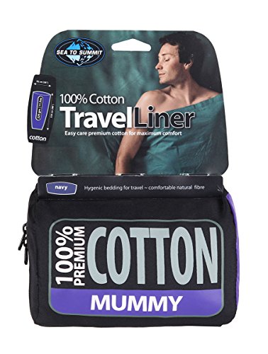 Seato Summit Sacos Sábana De Higiénicos/Viaje Premium Cotton Travel Liner - Mummy Azul Marino Color: Azul Marino