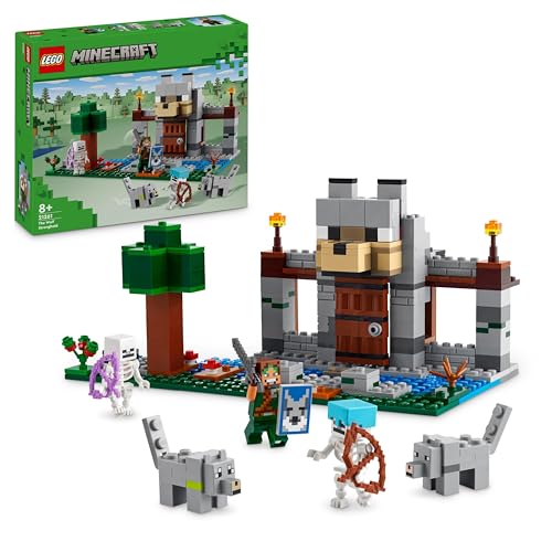 Lego Minecraft Il Castello Del Lupo Giocattolo Da Costruire Con Il Personaggio Del Domatore, 2 Animali E 2 Scheletri Con Armi, Giochi Di Ruolo Per Bam