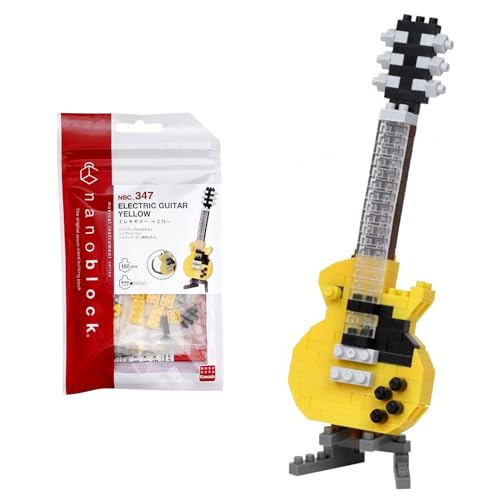 Bandai - Nanoblock - Chitarra Elettrica Gialla - Mini Personaggio A Mattoncini - Gioco Di Costruzione - Kit Di Costruzione Di Figurine Di Strumenti Mu