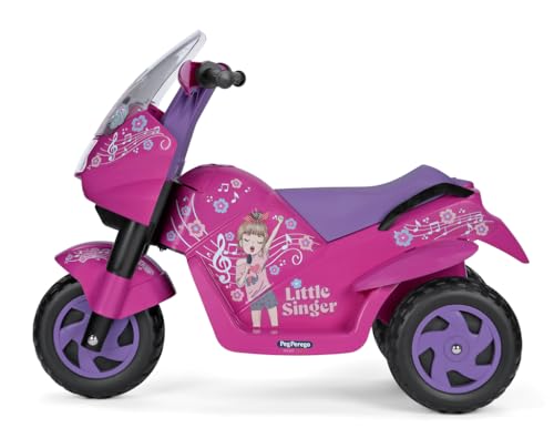 Peg Perego Little Singer Moto Elettrica Cavalcabile Per Bambini Dai 2 Anni, Batteria Ricaricabile Da 6V, Fari Led, Clacson E Musica, Velocità 4K/H, Du