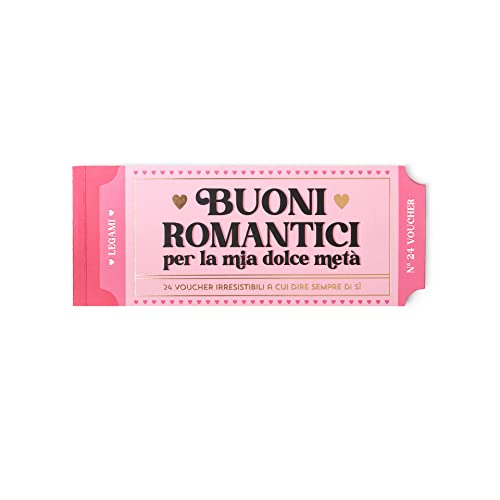 Legami Lc0001, Blocchetto Da 24 Voucher, Gift Vouchers, 20,3X8,2 Cm, In Carta, Buoni Romantici, 2 Buoni Da Personalizzare, Perforazione Per Lo Strappo