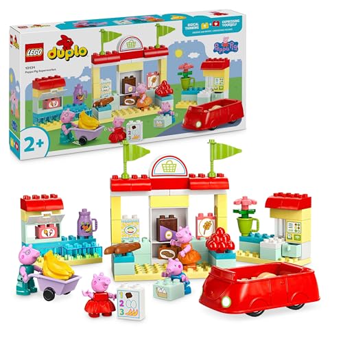 Lego Duplo Il Supermercato Di Peppa Pig Con 4 Personaggi, Set Con Macchina Giocattolo E Negozio Da Costruire In Mattoncini, Giochi Educativi Per Bambi