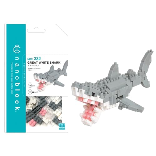 Bandai - Nanoblock - Squalo Bianco - Mini Personaggio A Mattoncini - Gioco Di Costruzione - Kit Di Costruzione Di Animali Panda In Stile Pixel - Nbc33