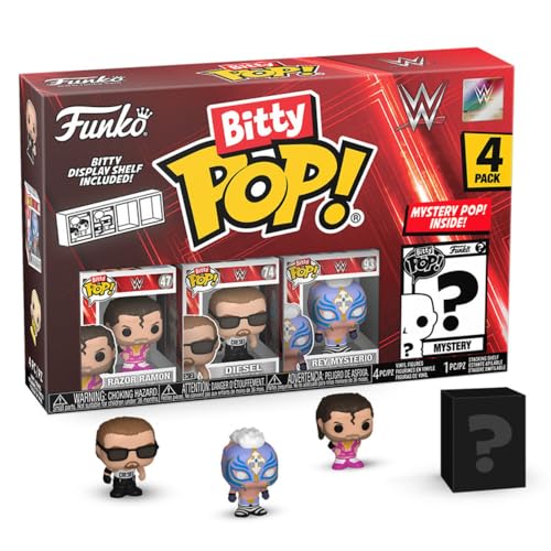 Funko Bitty Pop!: Wwe - Razor Ramon ™, Bitty Pop! Diesel ™, Bitty Pop! Rey Mysterio®, ¡Y Un Misterio Bitty Pop! Figura - 0,9 Pulgadas (2,2 Cm) Colecci