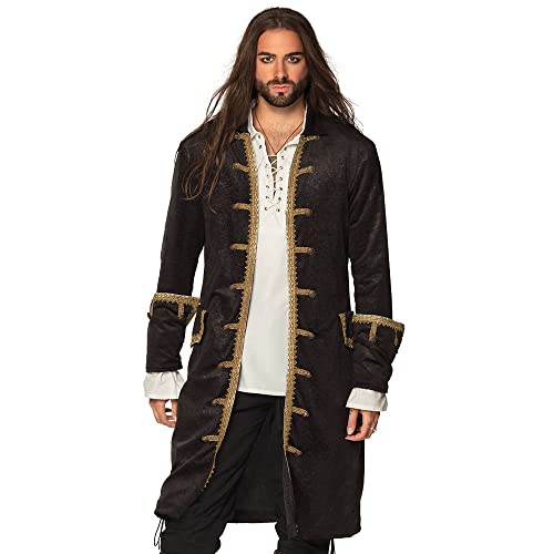 Boland - Giacca Da Pirata Per Uomo, Nera E Oro, Giacca Da Uomo, Bucaniere, Corsaro, Costume, Carnevale, Festa In Maschera