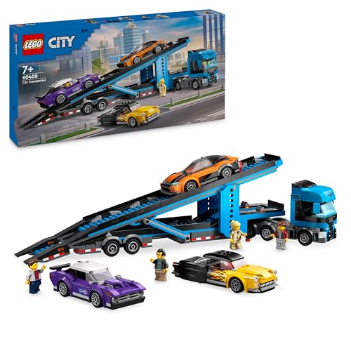 Lego City Camion Trasportatore Con Auto Sportive, Giochi Creativi Per Bambini E Bambine Da 7 Anni, Autocarro Con Rimorchio E 3 Modelli Di Macchine, Id