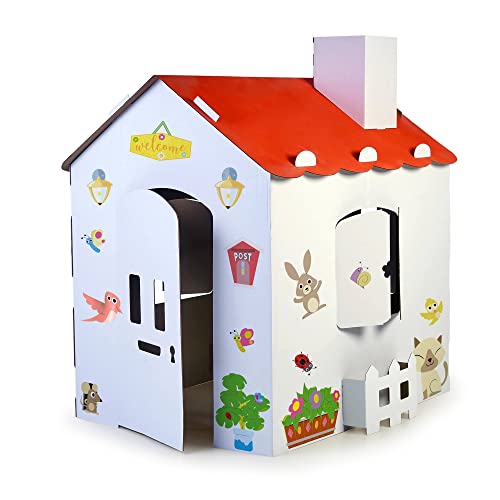 Feber - Carton House, Casetta In Cartone Per Bambini, Da Dipingere, Colorare E Giocare, Con Adesivi Divertenti, Per Bambini E Bambine Dai 3 Anni, Famo