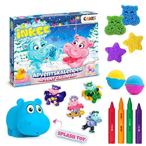 Craze, Calendario Avvento Bambini, Calendario Dell' Avvento Bombe Da Bagno Bambini, Inkee Bath Fun, Giocattoli Di Acqua, 24 Sorprese