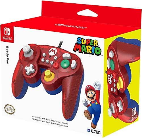 Hori Battle Pad (Mario) - Controller Usb In Stile Gamecube Per Nintendo Switch - Ufficiale Nintendo - Nintendo Switch