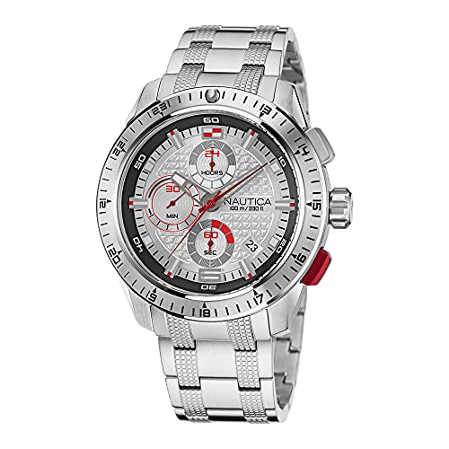 Nautica Men'S Quartz Stainless Steel Strap, Silver, 24 Casual Watch (Model: Napnsf113)