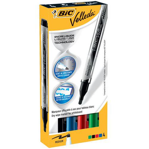 marqueur effaçable - bic velleda pocket - assortis