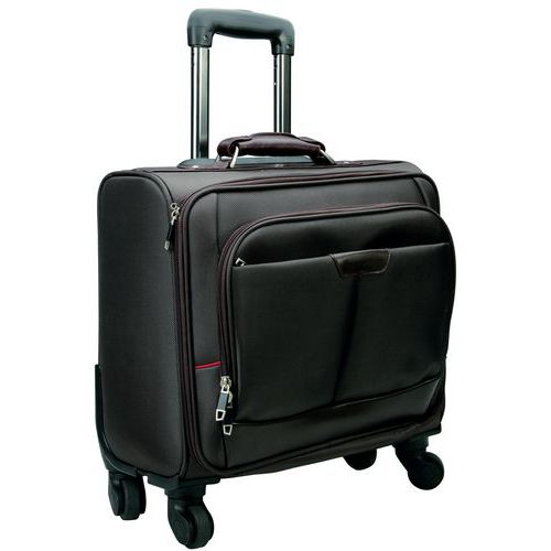 pilotcase mulltifonctions 4 roulettes en nylon marron