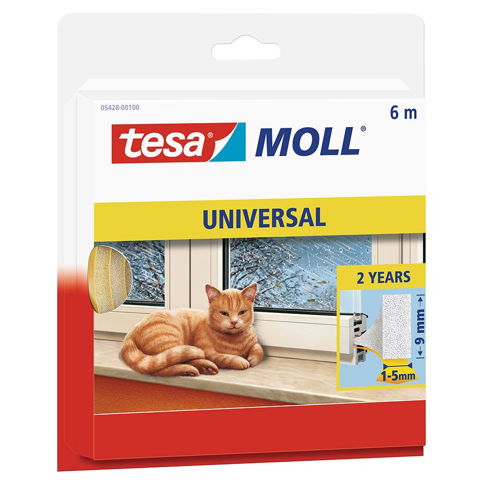 tesamoll Fensterdichtung / Türdichtung Universal Schaumstoffdichtung, 10x9 mm