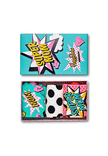 Happy Socks Mother'S Day Gift Box Calze, Multicolore (Multicolour 430), 4/7 (Taglia Unica: 36-40) (Pacco Da 3) Donna
