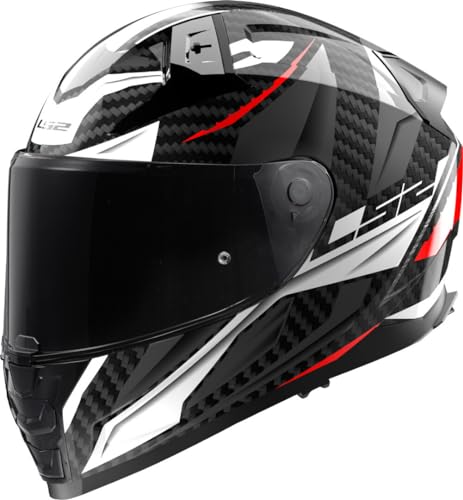 Ls2, Casco Moto Integrale Vector Ii Carbon Savage White Red Grey, S