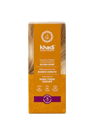 Khadi Biondo Dorato Tinta Naturale Per Capelli, Riflessi Dorati E Brillanti, 100% Vegetale, Naturale E Vegano, Cosmetici Naturali Certificati, 100 G