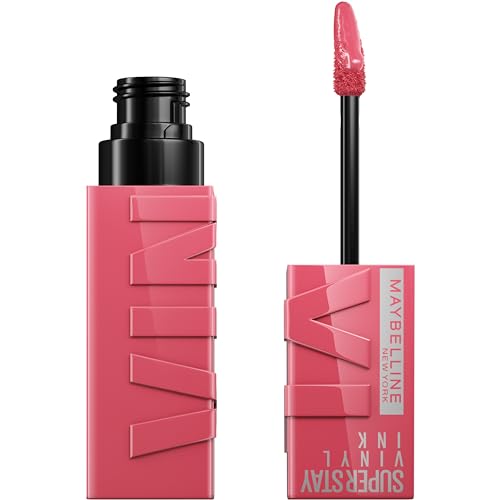 Maybelline New York Superstay Vinyl Ink Pink Rossetto Liquido, Effetto Vinilico Brillante, Lunga Tenuta, Tonalità: Rosa (Rogue 145).
