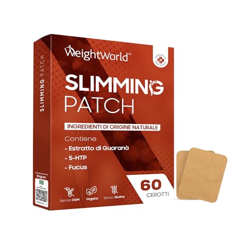 Slimming Patch, 60 Cerotti Per Gambe, Braccia, Glutei, Programma 2 Mesi, Guarana Puro, Camellia Sinensis, Griffonia 5-Htp Alto Dosaggio, Fucus, Olio D