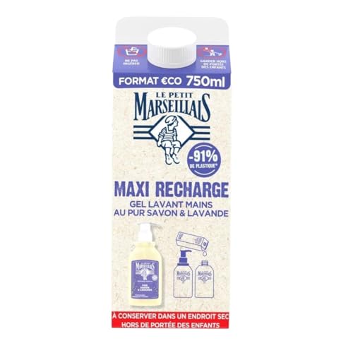 Le Petit Marseillais | Maxi Ricarica Gel Lavant Mani Al Puro Sapone & Lavanda (Mattone Da 750 Ml) – Ricarica Sapone Liquido Per Flacone Pompa – Sapone
