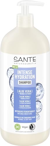 Sante Naturkosmetik Shampoo Idratante Intenso, Aloe Vera + Estratto Di Mango, Shampoo Vegano, Con Erogatore Di Pompa, Rinforza E Idrata I Capelli Secc