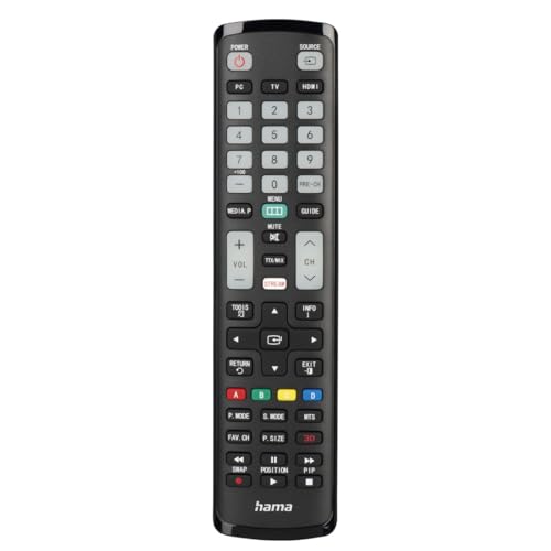 Hama Telecomando Universale Per Televisori Samsung (Infrarossi, Capacità Di Apprendimento, Tasti Luminosi, Tasto Intelligente, Funzione Easy Mode, Tas