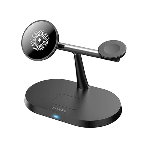 Maxlife Mxwc-03 - Caricatore Induttivo A Induzione, Ricarica Wireless Per Iphone, Samsung, Smartphone, Smartwach 3 In 1