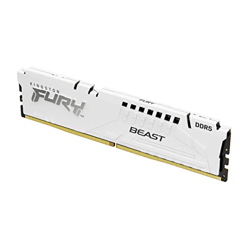 Kingston Fury Beast 32Gb 6000Mt/S Ddr5 Cl30 Dimm (Kit Da 2) Bianco Memoria Gaming Per Computer Fissi - Kf560C30Bwek2-32