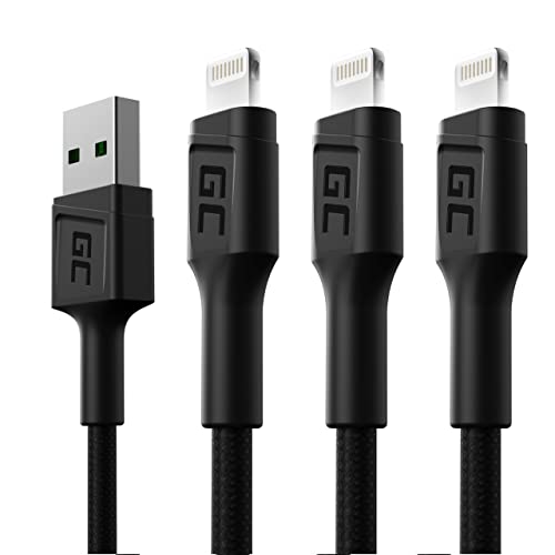 Green Cell 3X Set Di Cavi Usb-A - Lightning 2M Con Illuminazione A Led Cavo Di Ricarica Nero Apple Iphone 14 13 12 11 Se Pro Max X Xr Xs Max 8 7 Plus