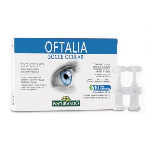 Naturando Oftalia Gotas Oculares Dispositivo Médico De Uso Oftálmico Con Ácido Hialurónico, Glicerina Y Aguas Vegetales Destiladas - 10 Viales De 10 M