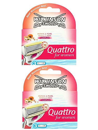2 X Wilkinson Sword Quattro Da Donna Lame Per Rasoio - 2 Confezioni Of 3 Lame