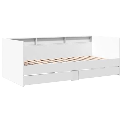 Vidaxl Divano Letto Con Cassetti Bianco 90X190 Cm In Legno Multistrato