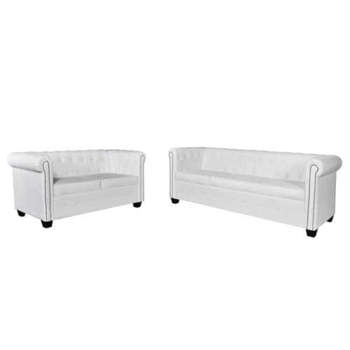 Vidaxl Set Divani Da 2/3 Posti Persone Ecopelle Bianco Sofà Divanetto Salotto
