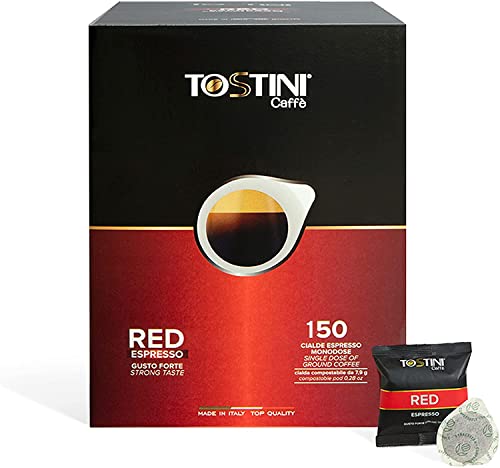 Tostini Caffè - Espresso Red Da 150Pz | Cialde Caffe | Caffe Cialde Miscela Robusta Ed Arabica | Caffè In Cialde Con Note Di Cacao E Cioccolato Fonden