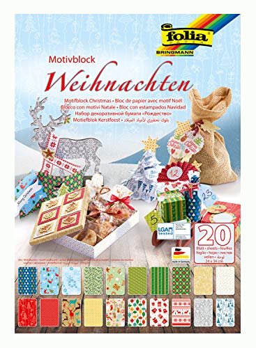 Folia Baker Ross Blocco Di Carta Con Motivo Natalizio Colorato
