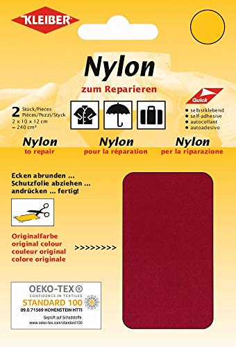 Kleiber - Toppe Autoadesive Impermeabili Per Riparazioni In Nylon, Rosso Scuro