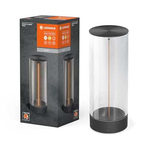 Ledvance Decor Filament Lampada Da Tavolo A Led, 240 Mm, Grigio Scuro, 1,2 W, 105 Lm, Design A Filamento Moderno, Controllo Della Luminosità Individua